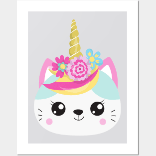 Unicorn Cat, Cute Cat, Little Cat, Flowers, Kitty Posters and Art